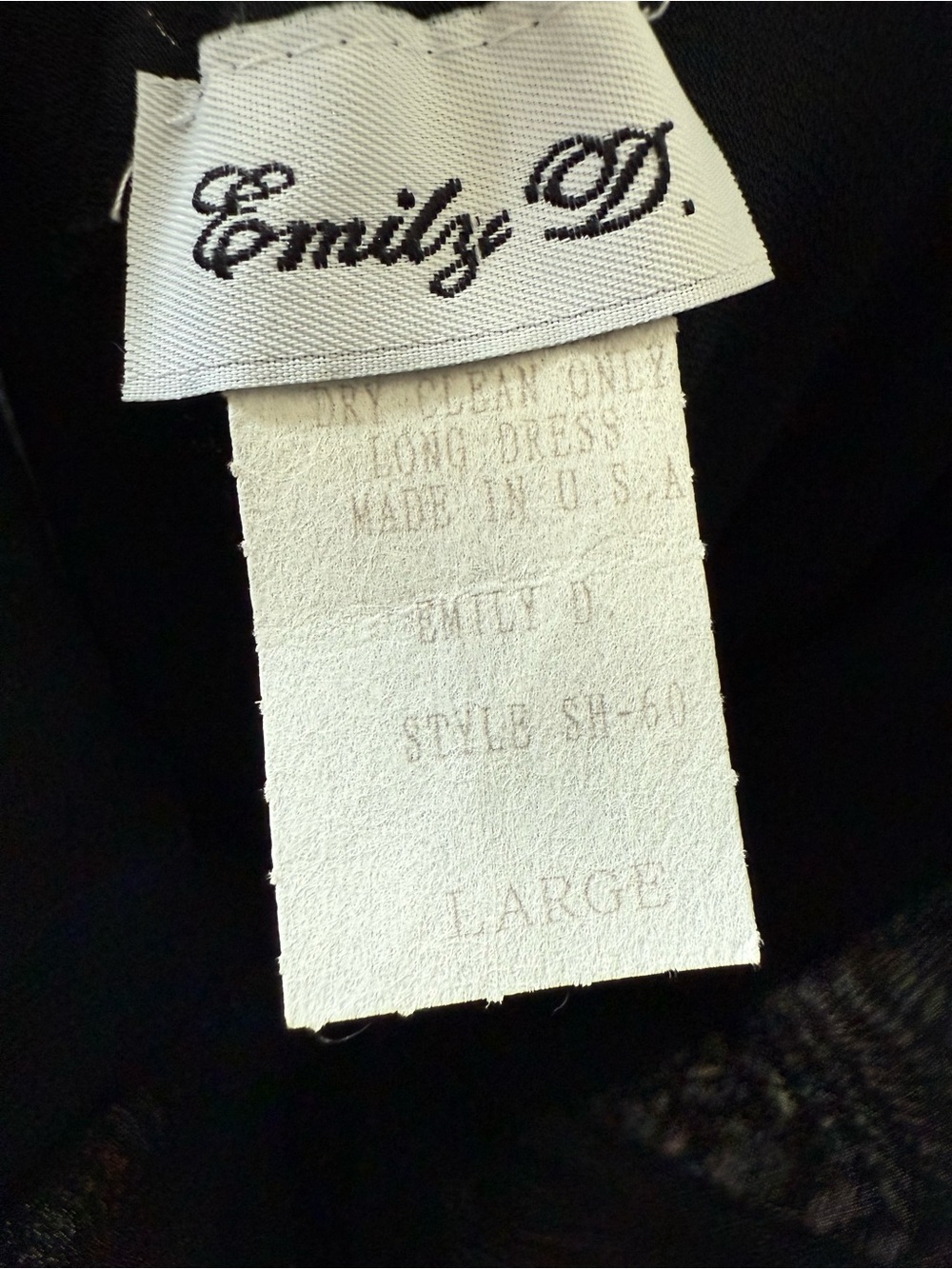 EMILY D Vintage Black Slip Dress Open Back Whimsigoth Fairy Grunge Vamp Dark L - Picture 4 of 6